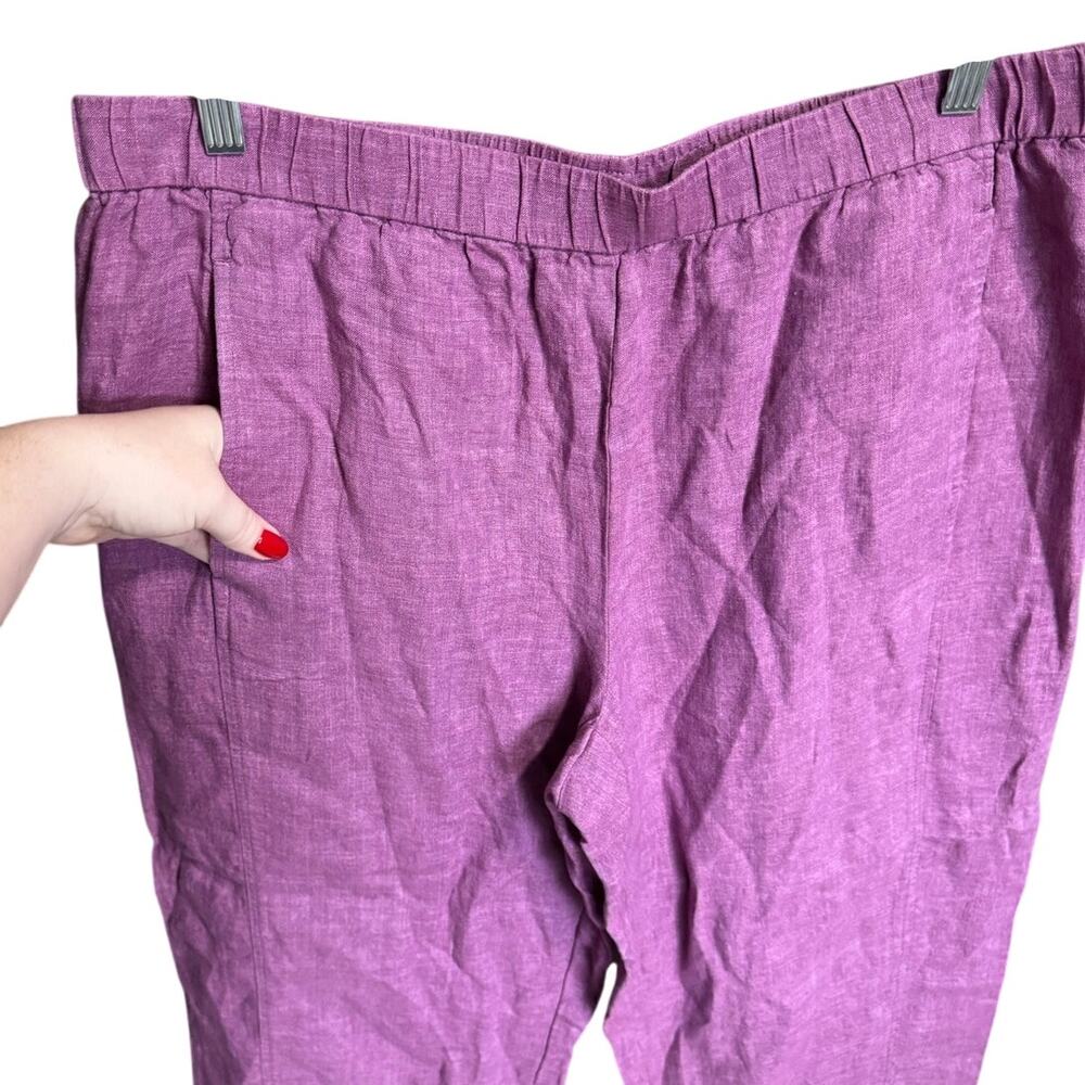 Eileen Fisher Delave Cropped Lantern Pants Organic Linen Raspberry Size Large - Picture 4 of 9